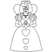 Dibujo de Reina de corazones con manos juntas para colorear