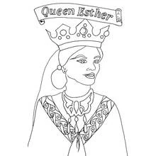 Dibujo de Reina Esther con corona y pergamino para colorear