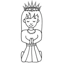 Dibujo de Reina Esther con las manos juntas en oración para colorear