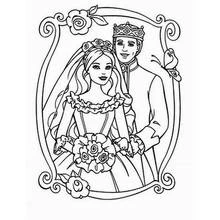 Dibujo de Reina y rey el día de su boda para colorear
