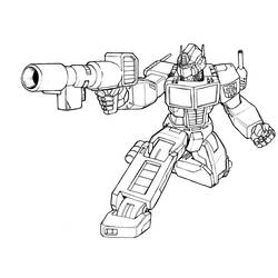 Dibujo de Optimus Prime apuntando con su cañón para colorear