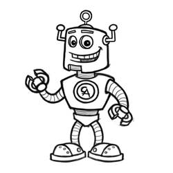 Dibujo de Robot sonriente saludando con la mano para colorear