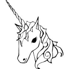 Dibujo de Unicornio cabeza con cuerno en espiral para colorear