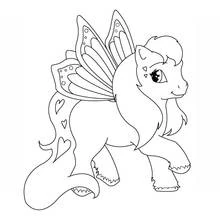 Dibujo de Unicornio poni con alas de mariposa para colorear