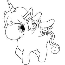 Dibujo de Unicornio caminando con ala perlada para colorear
