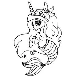 Unicornio Sirena - Dibujos para colorear gratis