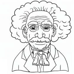 Dibujo de Albert Einstein en retrato con pelo despeinado para colorear
