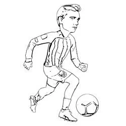 Dibujo de Antoine Griezmann corriendo con el balón para colorear
