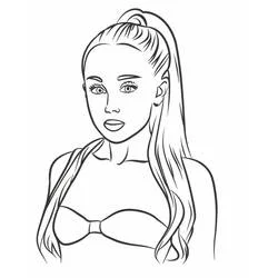 Dibujo de Ariana Grande con su característica cola de caballo alta para colorear Dibujo de Ariana Grande con su característica cola de caballo alta para colorear
