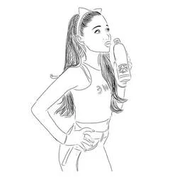 Dibujo de Ariana Grande bebiendo de una botella para colorear Dibujo de Ariana Grande bebiendo de una botella para colorear