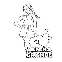 Dibujo de Ariana Grande posando con corazones para colorear Dibujo de Ariana Grande posando con corazones para colorear