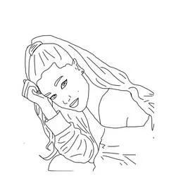 Dibujo de Ariana Grande con la mano cerca del rostro para colorear Dibujo de Ariana Grande con la mano cerca del rostro para colorear