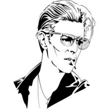Dibujo de David Bowie retrato con gafas de sol para colorear Dibujo de David Bowie retrato con gafas de sol para colorear