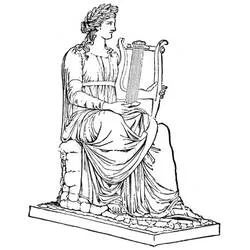 Dibujo de Apolo sentado tocando la lira para colorear