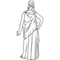 Dibujo de Atenea de pie con una túnica drapeada para colorear