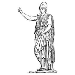 Dibujo de Atenea sobre pedestal con brazo alzado para colorear