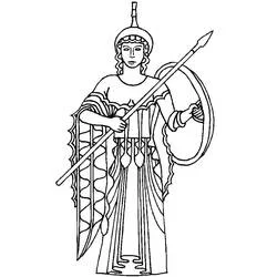 Dibujo de Atenea con égida sobre el hombro para colorear