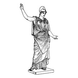 Dibujo de Atenea estatuaria sobre pedestal sencillo para colorear