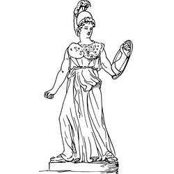 Dibujo de Atenea de pie con su escudo para colorear