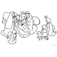 Dibujo de Jesús en el pesebre de la Natividad para colorear