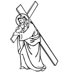Dibujo de Jesús cargando su cruz para colorear