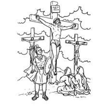 Dibujo de Jesús crucificado en la cruz para colorear