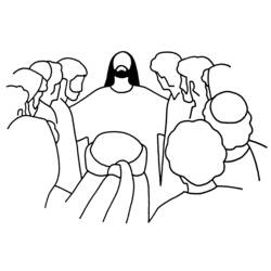 Dibujo de Jesús rodeado de un grupo de discípulos para colorear