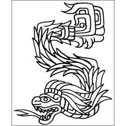 Dibujo de Quetzalcoatl la serpiente emplumada para colorear