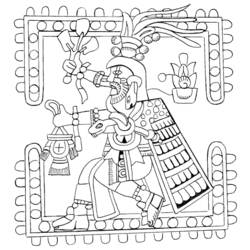 Dibujo de Quetzalcoatl en estilo códice azteca para colorear