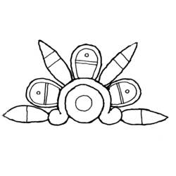 Dibujo de Símbolo azteca con formas de plumas para colorear
