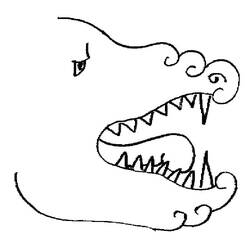 Dibujo de Cabeza de serpiente azteca con fauces abiertas para colorear