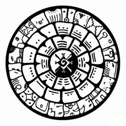 Dibujo de Rueda calendárica azteca con símbolos para colorear