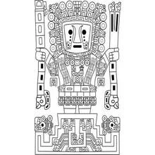 Dibujo de Figura de la Mitología Azteca con tocado elaborado para colorear