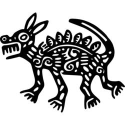 Dibujo de Criatura azteca parecida a un perro con espinas en el lomo para colorear