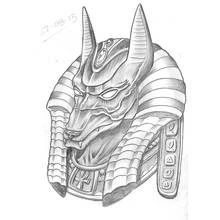 Dibujo de Anubis cabeza de chacal con tocado egipcio para colorear