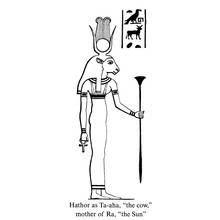 Dibujo de Hathor como la diosa vaca con corona de disco solar para colorear