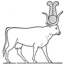 Dibujo de Toro sagrado con corona de Hathor para colorear