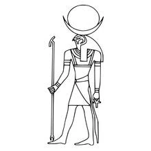Dibujo de Horus sosteniendo un bastón y un anj para colorear