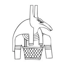 Dibujo de Anubis dios con cabeza de chacal para colorear