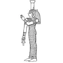 Dibujo de Diosa egipcia sosteniendo un ankh para colorear