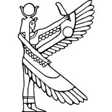 Dibujo de Isis con alas extendidas para colorear