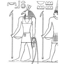 Dibujo de Set y un faraón sosteniendo cetros para colorear