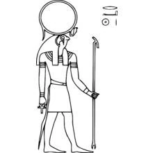 Dibujo de Horus con disco solar y cetro para colorear