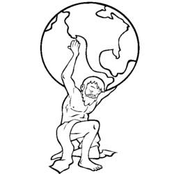 Dibujo de Atlas sosteniendo el mundo sobre sus hombros para colorear Dibujo de Atlas sosteniendo el mundo sobre sus hombros para colorear