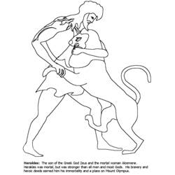 Dibujo de Heracles luchando contra el león de Nemea para colorear Dibujo de Heracles luchando contra el león de Nemea para colorear