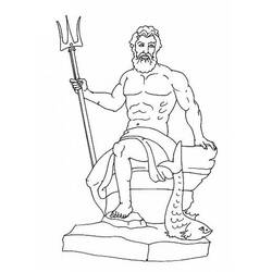 Dibujo de Poseidón sosteniendo su tridente sobre un pedestal para colorear Dibujo de Poseidón sosteniendo su tridente sobre un pedestal para colorear