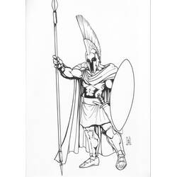 Dibujo de Ares de pie con lanza y escudo para colorear Dibujo de Ares de pie con lanza y escudo para colorear