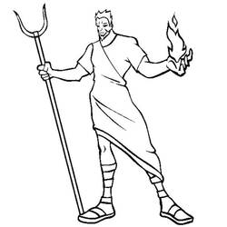 Dibujo de Hades sosteniendo un tridente y una llama para colorear Dibujo de Hades sosteniendo un tridente y una llama para colorear