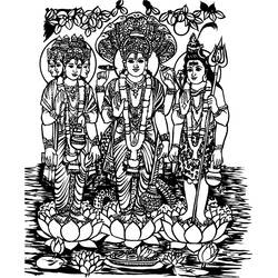 Dibujo de Mitología Hindú con Brahma, Vishnu y Shiva para colorear