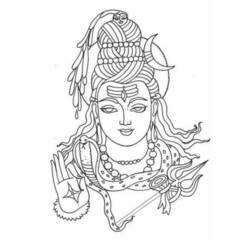 Dibujo de Shiva con luna creciente y serpiente para colorear